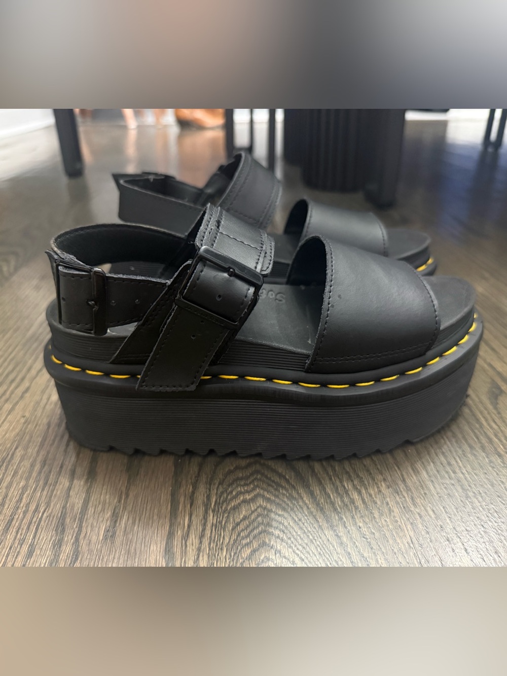 Martens Voss Quad Leather Strap Platform Sandals size 6